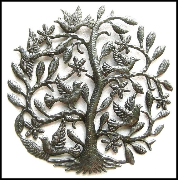 Metal Tree Wall Art, Metal Wall Decor, Haitian Steel Drum Art, Wall Hanging, Haitian Recycled Steel 